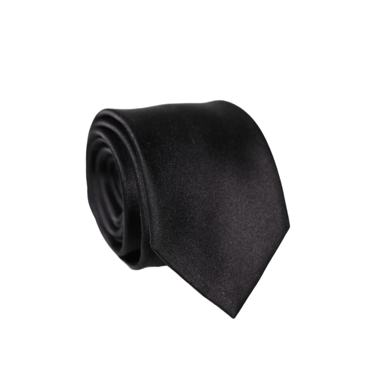 Dolce & Gabbana Black Solid Silk Adjustable Men Tied Necktie Tie - Men