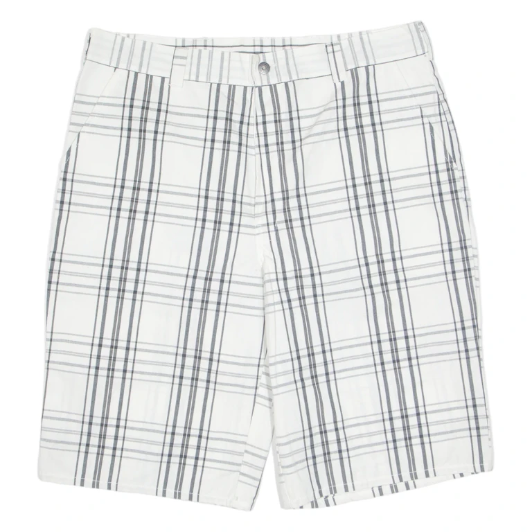 DICKIES Mens Workwear Shorts White Check XL W38