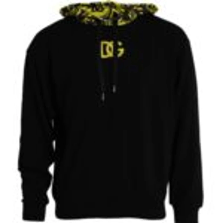 Dolce & Gabbana Black Logo Cotton Hooded Sweatshirt Sweater Clothing - Men