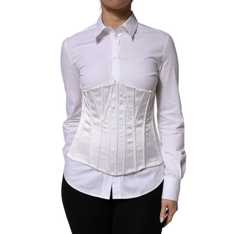Dolce & Gabbana White Polyamide Waist Cincher Bustier Corset Top - Women