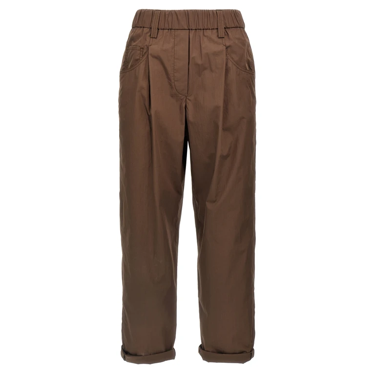 Brunello Cucinelli Brown Cotton Casual Pants - Women