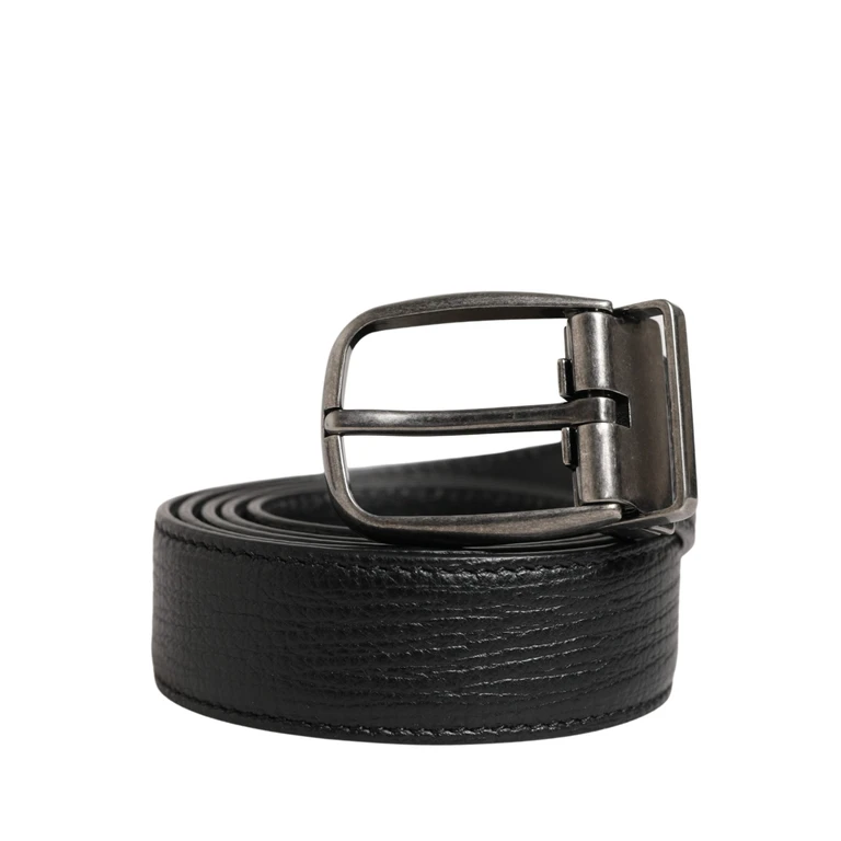 Dolce & Gabbana Men Black Classic Leather Metal Buckle Belt Calf - Men