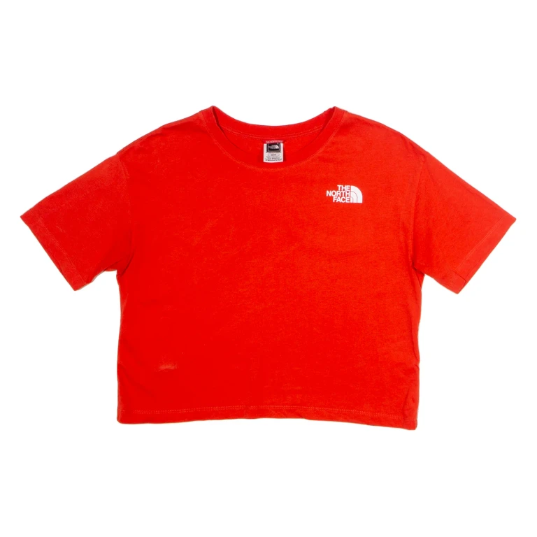 THE NORTH FACE Cropped Womens T-Shirt Orange Crew Neck XS