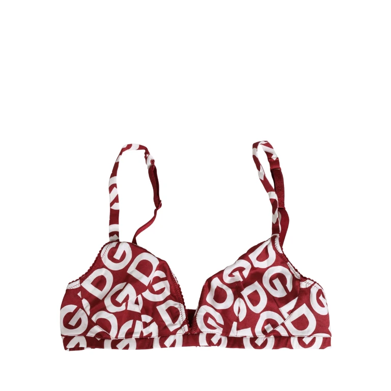 Dolce & Gabbana Red Logo Monogram Cotton Soft Cup Bra Underwear White And Clothing - Women