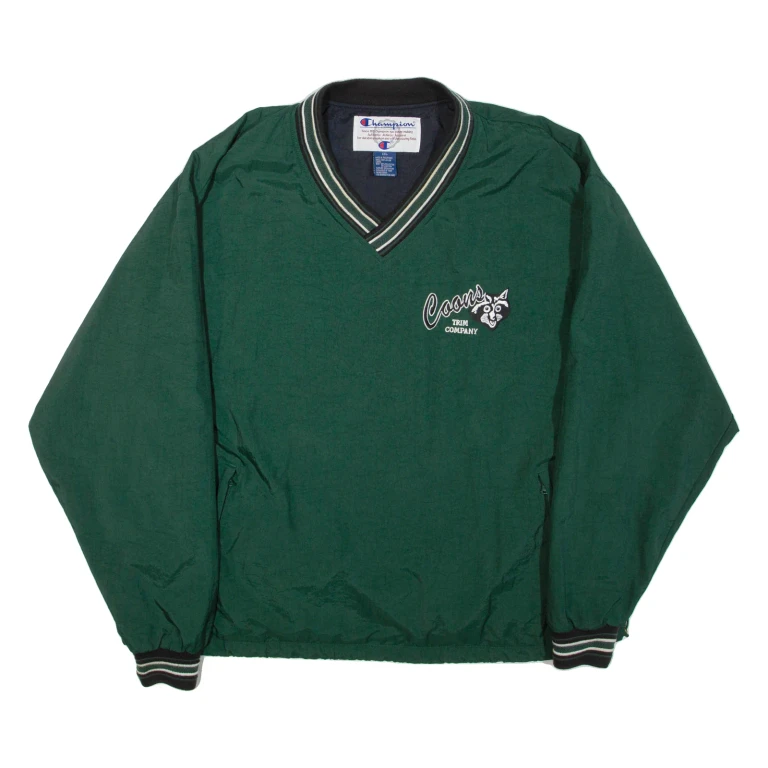 CHAMPION Mens Sweatshirt Green V-Neck Nylon 2XL