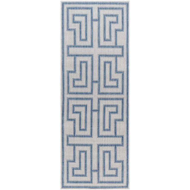 Taro Blue & Gray Outdoor Area Rug - Clearance