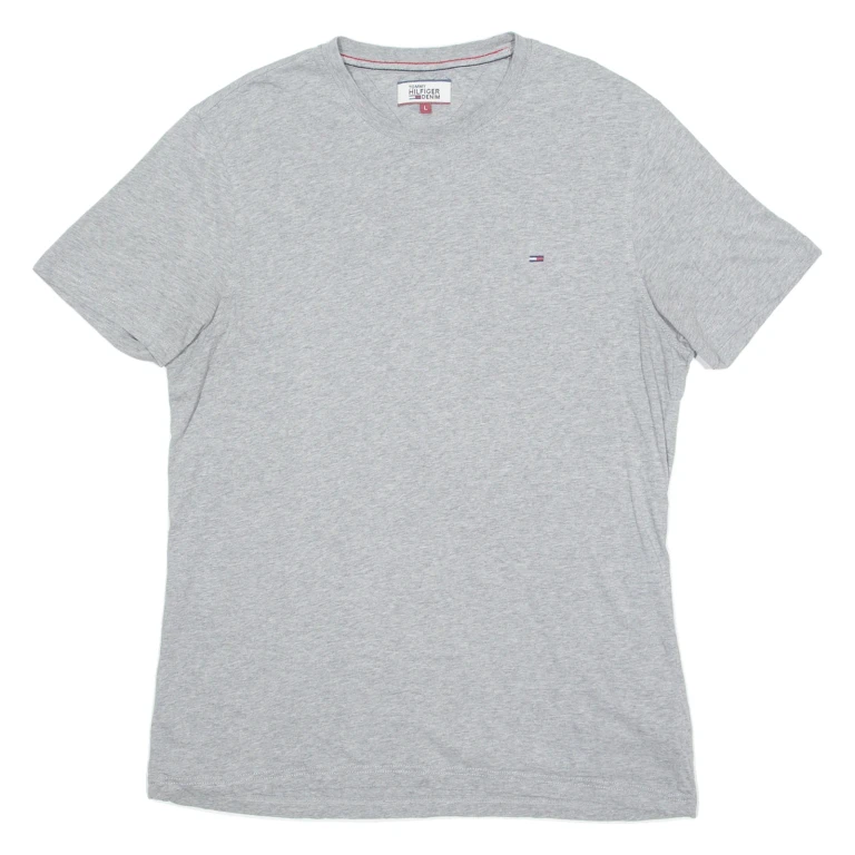 TOMMY HILFIGER Mens T-Shirt Grey Crew Neck L
