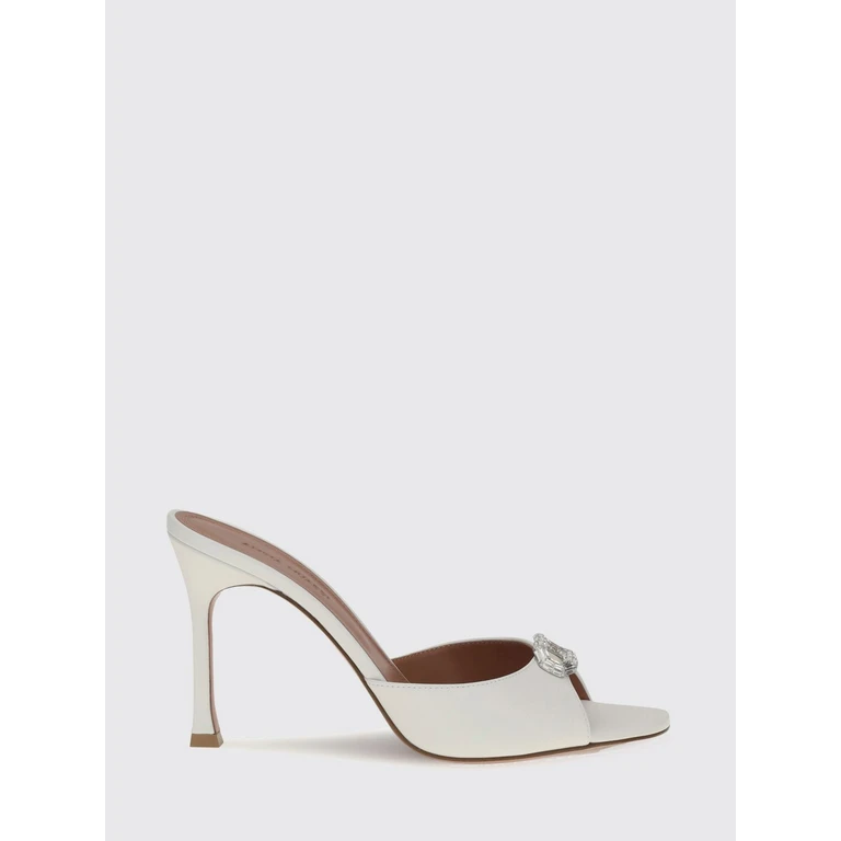 Camelia Jewel-Embellished Leather Mule Sandals with High Heel (17S366114MINWHITECRYST)