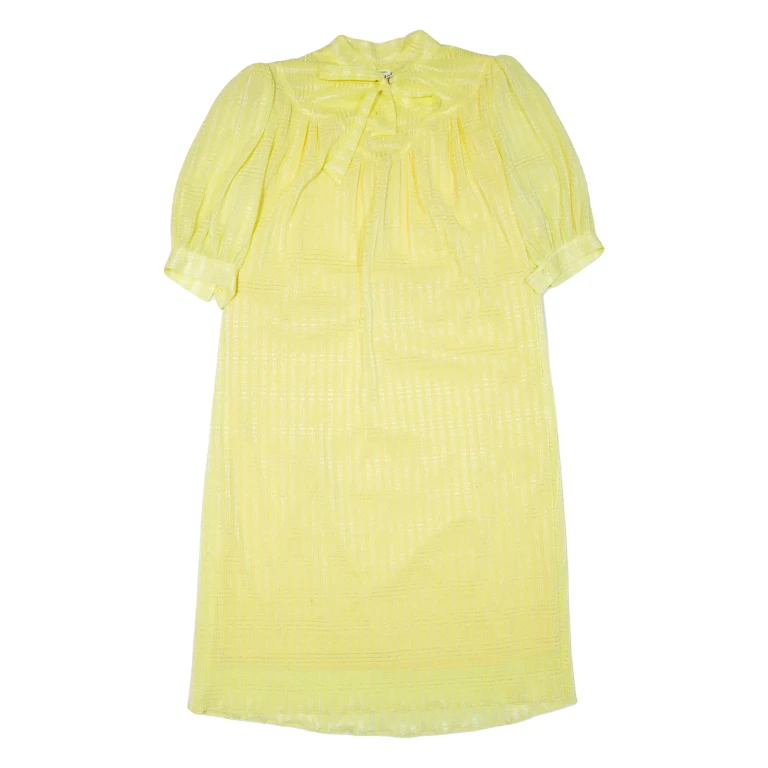 Womens Day Dress Yellow Short Sleeve Knee Length L