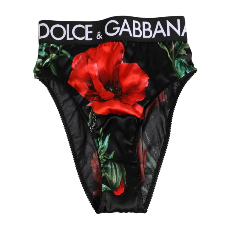 Dolce & Gabbana Black Floral Silk High Waist Panty Underwear 06+se Clothing - Women
