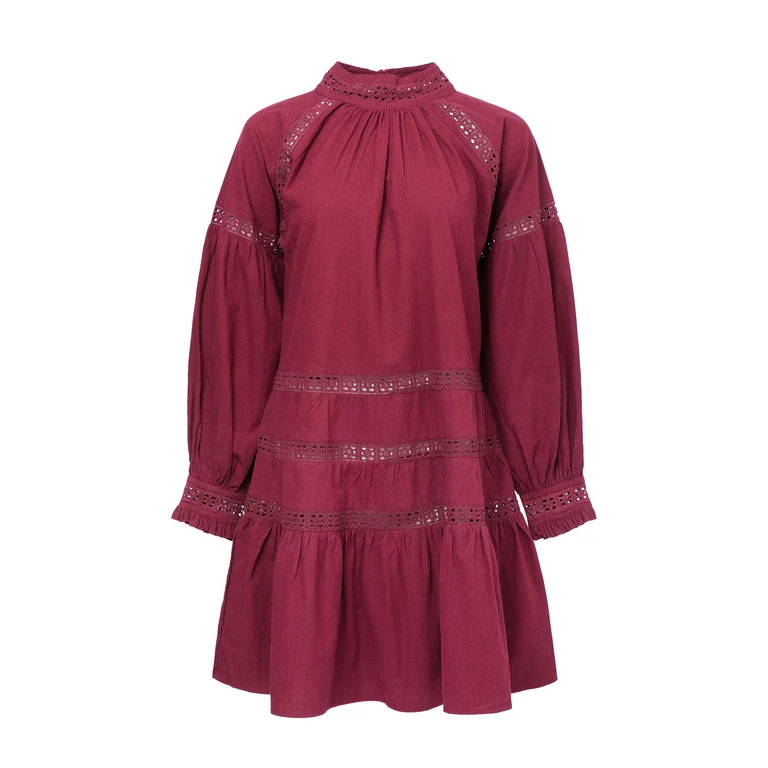 Dress Rachel Uni Aubergine