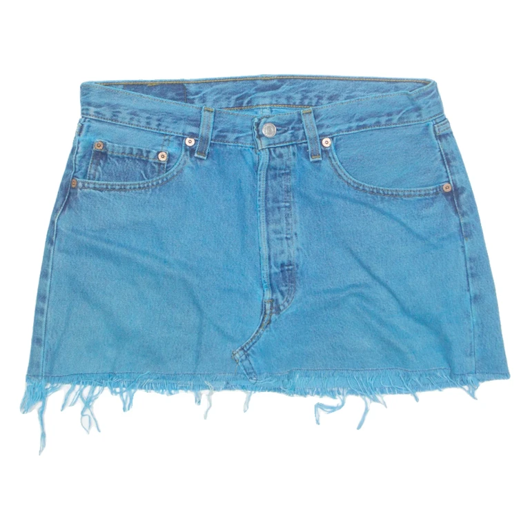LEVI'S Cut Off 501 Womens Mini Skirt Blue Short Denim M
