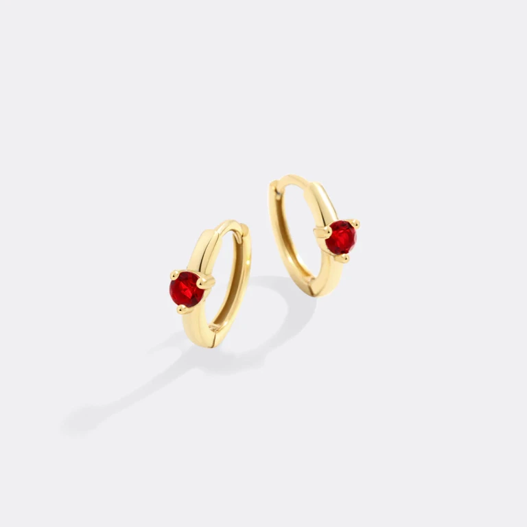 Solitaire Birthstone Huggie Hoop Earrings