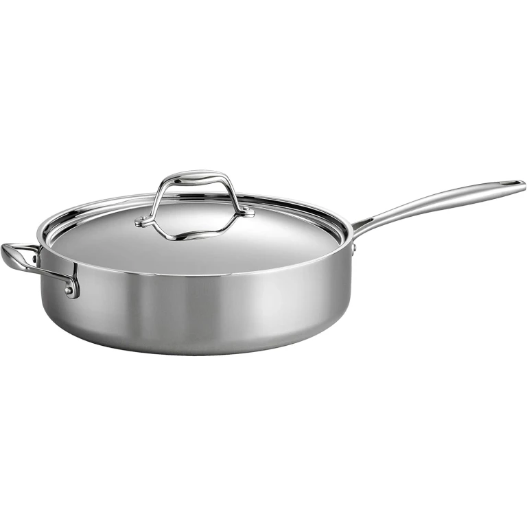 Tri-Ply Clad Stainless Steel 6-Quart Saute Pan with Lid, Induction-Ready Cooking Pan