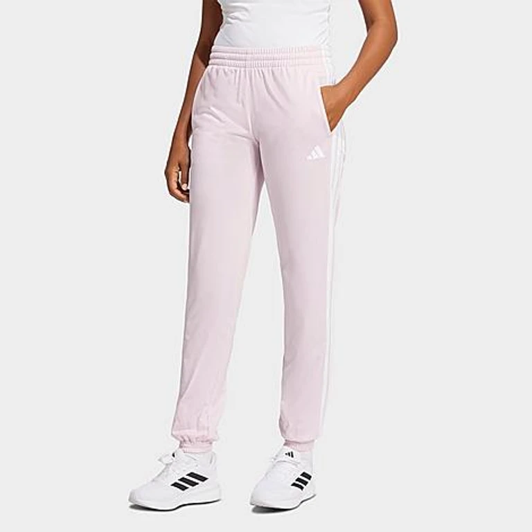adidas Women's Essentials DAYREADY Tricot Tracksuit Pants in Clear Pink/White Size: XS
