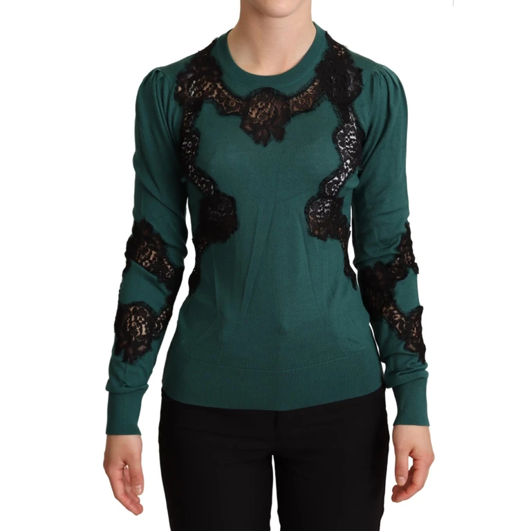 Green Wool Crewneck Sweater Cotton Clothing - Women