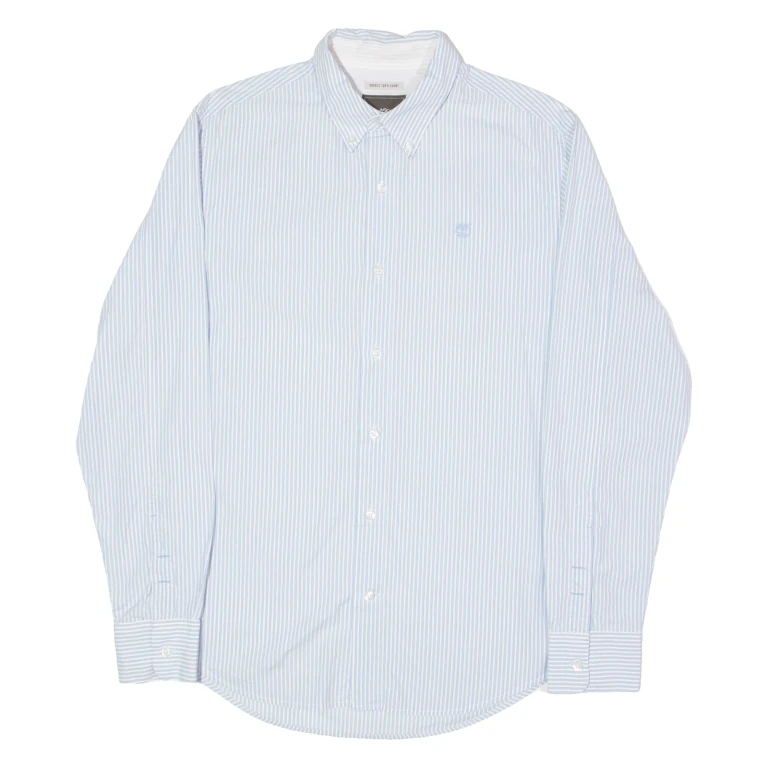 TIMBERLAND Mens Shirt Blue Striped Long Sleeve M