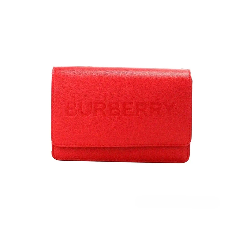 Burberry Hampshire Small Red Embossed Logo Smooth Leather Crossbody Bag Gold - Women