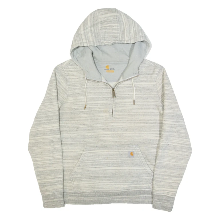 CARHARTT Relaxed Fit 1/4 Zip Up Womens Grey Hoodie L