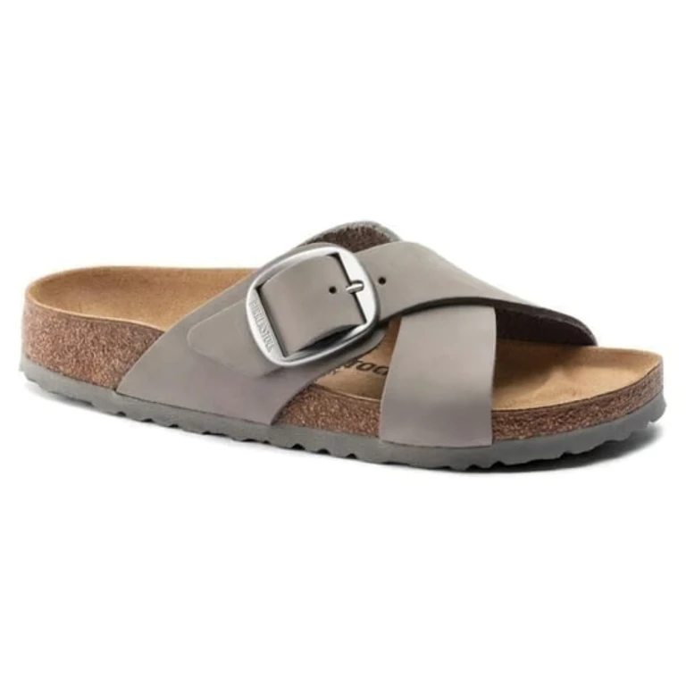 Siena Big Buckle Nubuk Leather Dove Gray