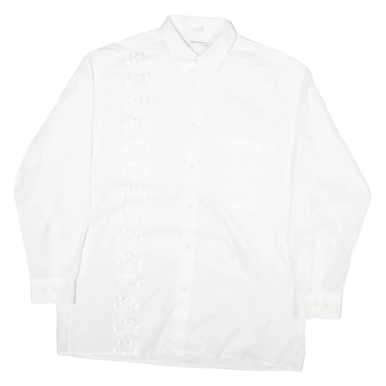 ALESSANDRO POZZI Mens Shirt White Crazy Pattern Long Sleeve M