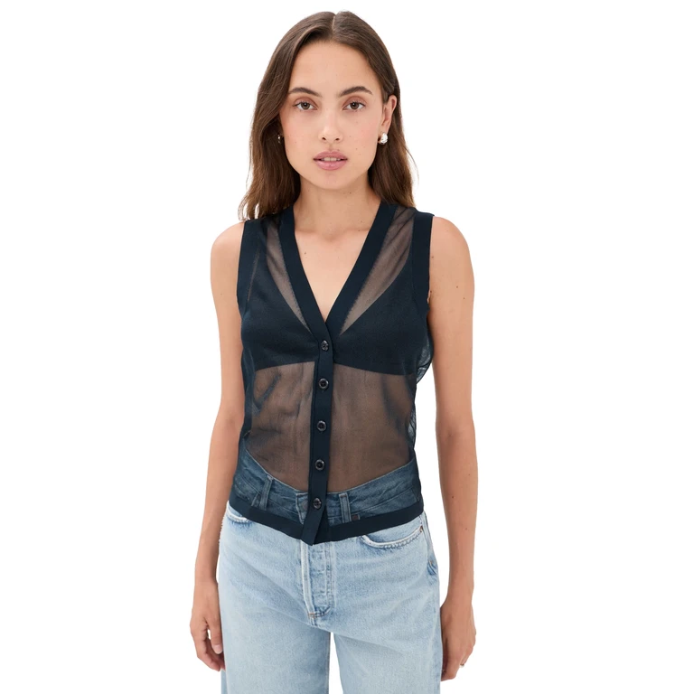 Renggli Sheer Knit Vest Sapphire L