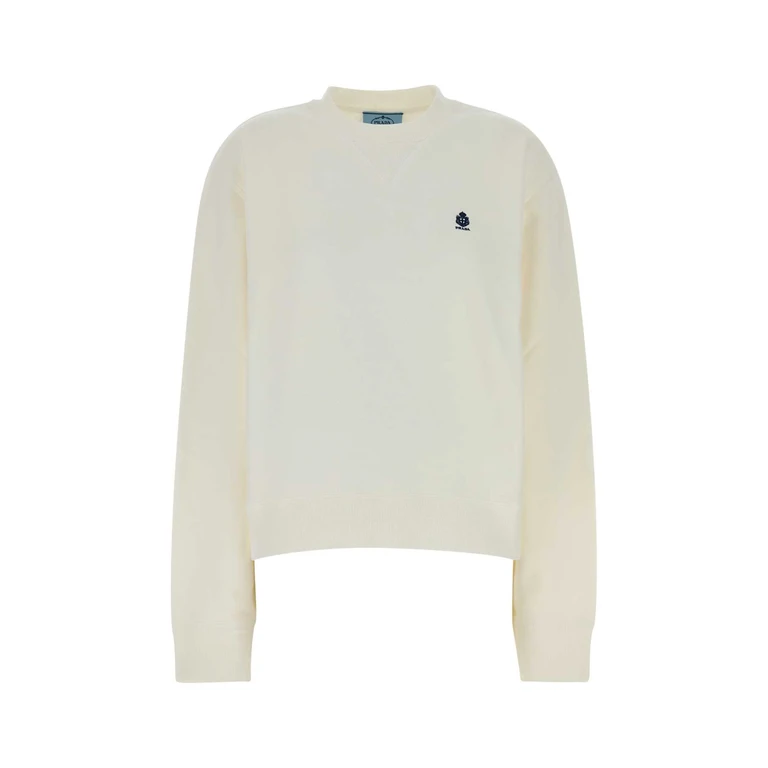 Prada White Cotton Sweatshirt Bianco Exterior: Felpe - Women