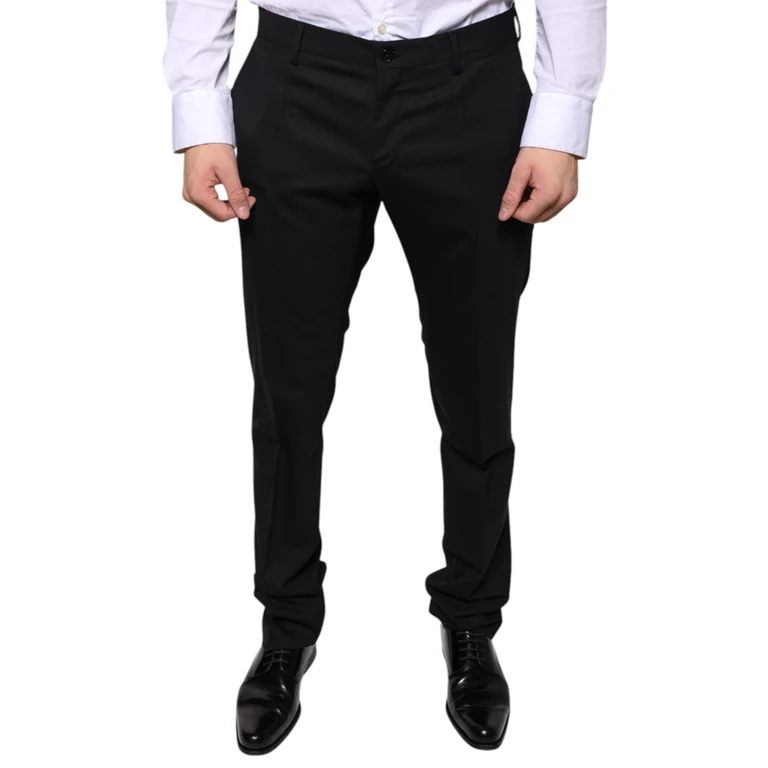 Dolce & Gabbana Black Wool Skinny Dress Formal Pants Virgin Elastane - Men