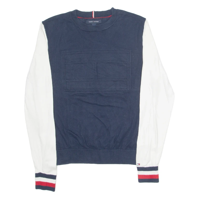 TOMMY HILFIGER Mens Jumper Blue Tight Knit S