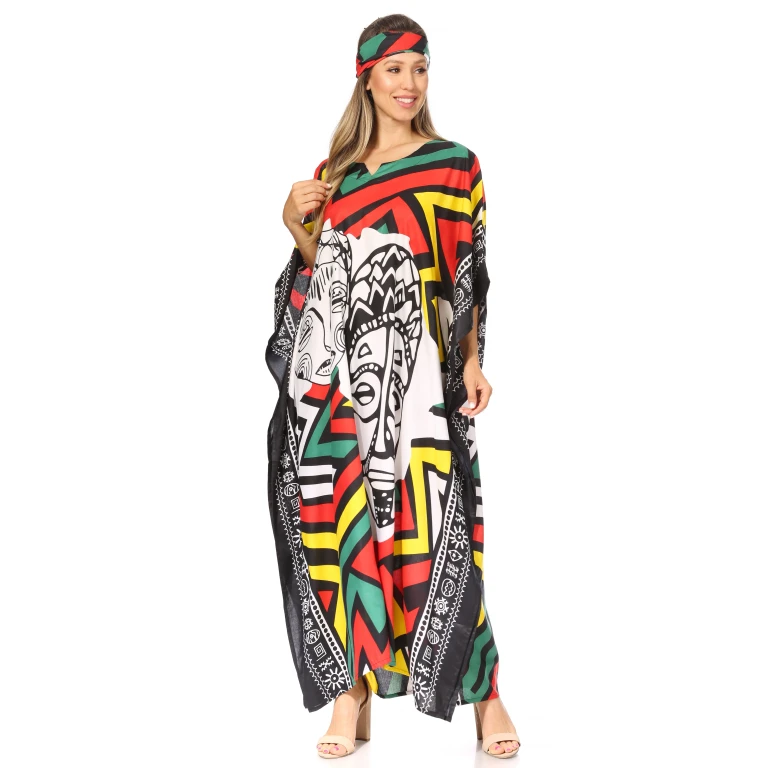 Sakkas Mera Women's Long Loose Short Sleeve Summer Casual Caftan Kaftan Dress