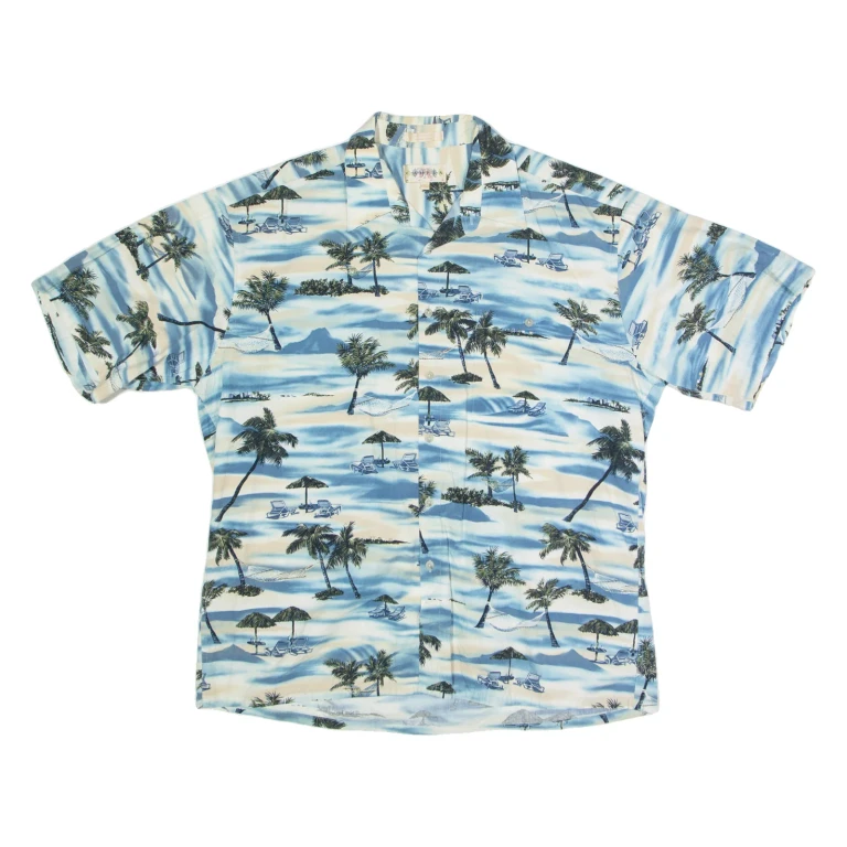 CAMPIA Ocean Mens Hawaiian Shirt Blue Crazy Pattern XL