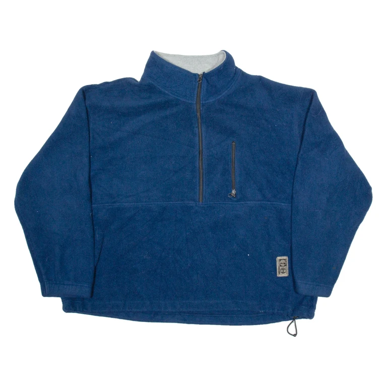 TIMBERLAND Mens Fleece Blue 1/4 Zip Tight Knit 2XL
