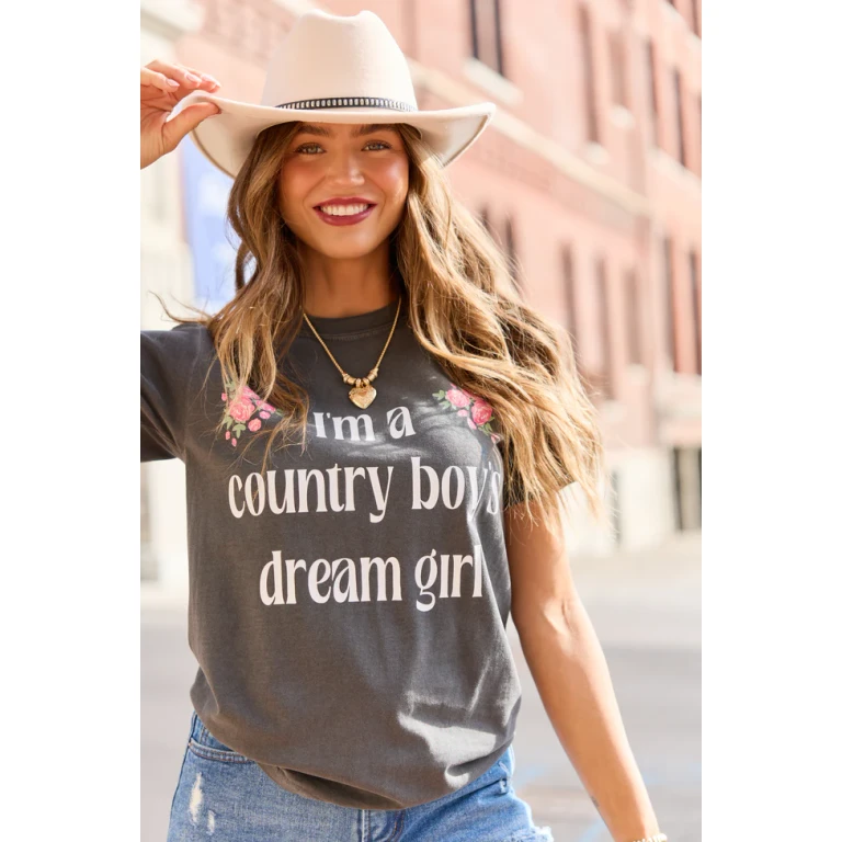 Country Boy's Dream Girl Dark Grey Graphic Tee