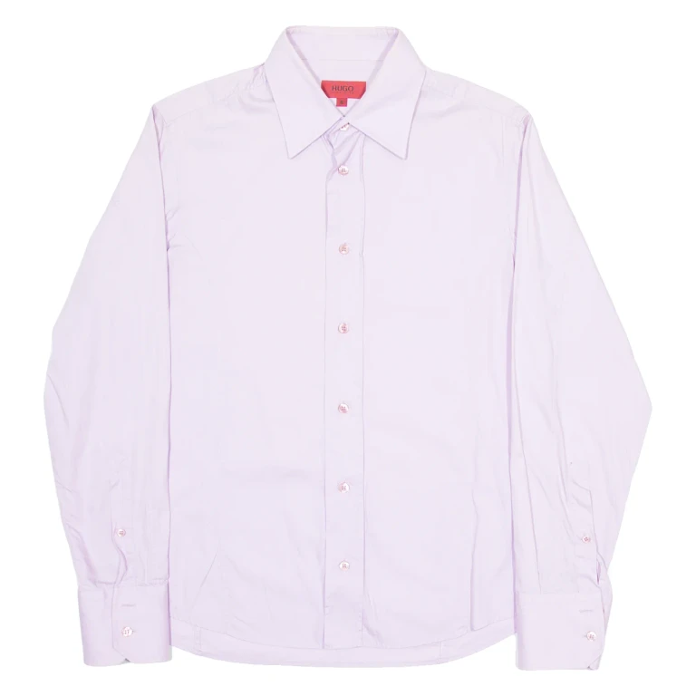 HUGO Mens Plain Shirt Purple Long Sleeve M