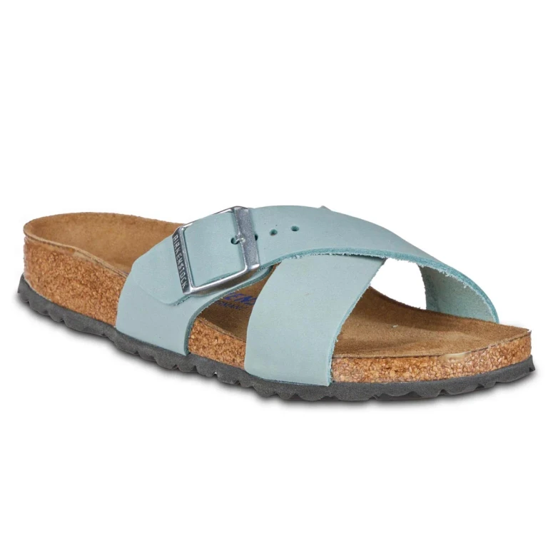 Women's Siena Soft Footbed Nubuck Faded Aqua Sandals