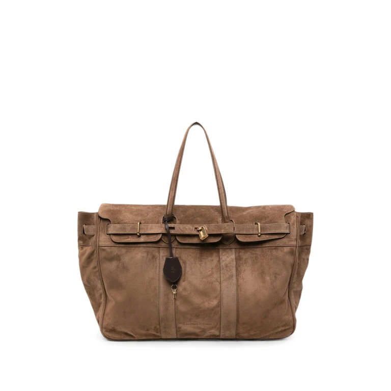 Borsa tote in pelle scamosciata Brunello Cucinelli