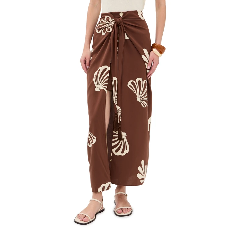 Brown Maritime Front Knot Maxi Skirt Brown Maritime S