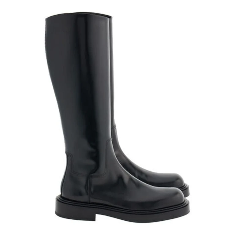 Ferragamo Fontana Leather High Boots, Size 9 E