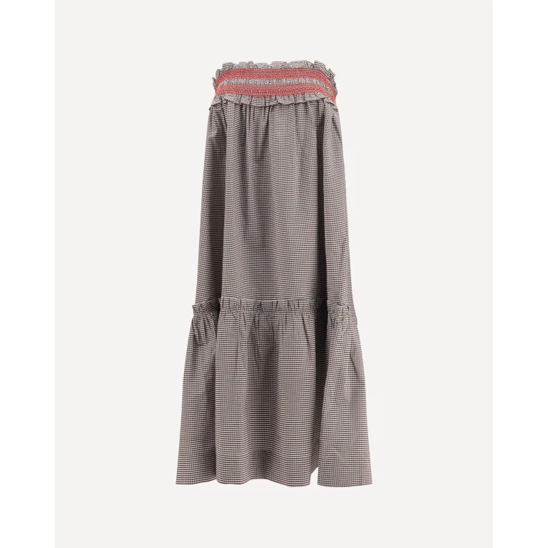 GANNI Checked cotton Skirt with gathered waist Female 36