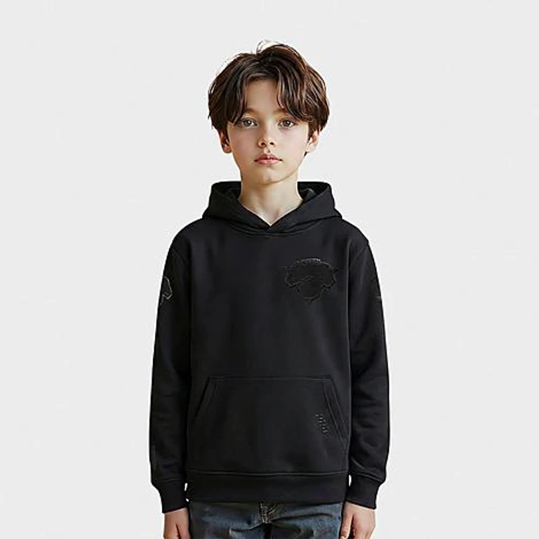 Pro Standard Big Kids New York Knicks NBA Triple Pullover Hoodie in Black Size: 4