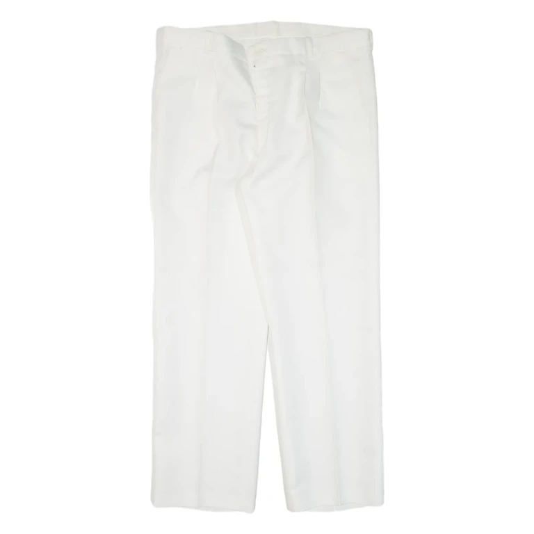 YOUNG LINE Pleated Womens Trousers White Regular Straight W34 L27