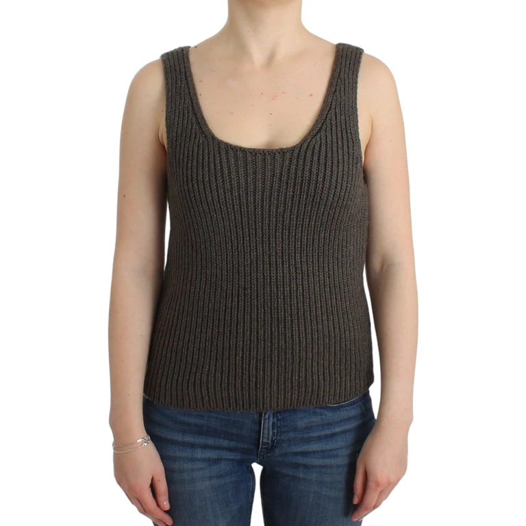 Ermanno Scervino Gray Knit Top Knitted Sweater Merino Wool Acrylic - Women