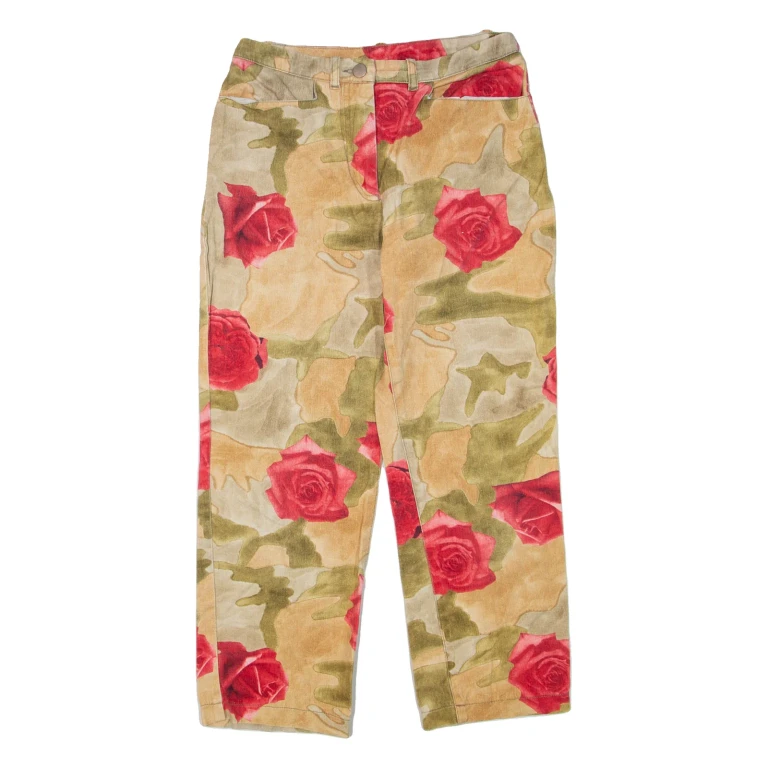 COLLECTION Floral Womens Trousers Beige Regular Tapered W26 L24