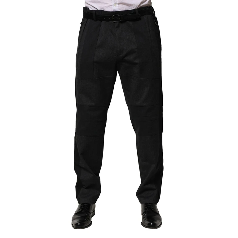 Dolce & Gabbana Black Cotton Dress Slim Formal Pants Nylon Silk Elastane - Men