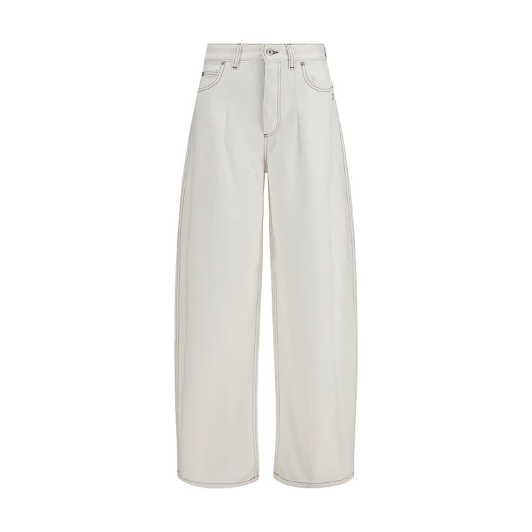 White Cotton High-Waisted Jean Clothing - Women