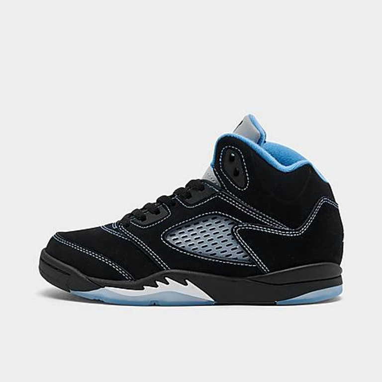 Little Kids Air Retro 5 Basketball Shoes in Black/University Blue/White Size: 1.0