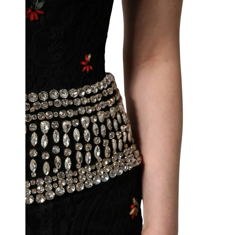 Dolce & Gabbana Black Sequin Embellished Sheath Mini Dress Cotton Real Crystal Nylon - Women