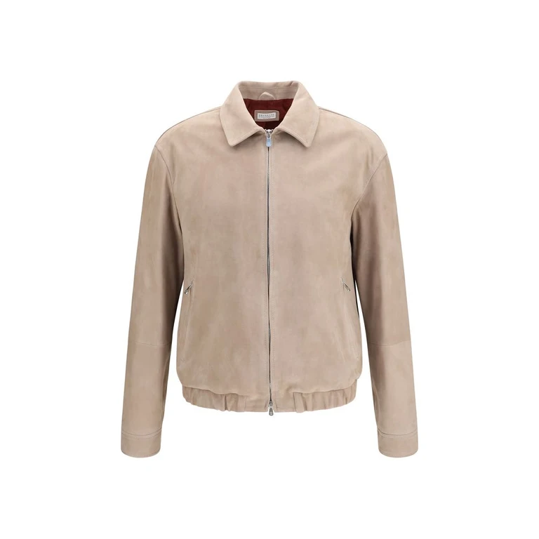 Brunello Cucinelli Beige Calf Leather Bos Taurus Jacket Clothing - Men