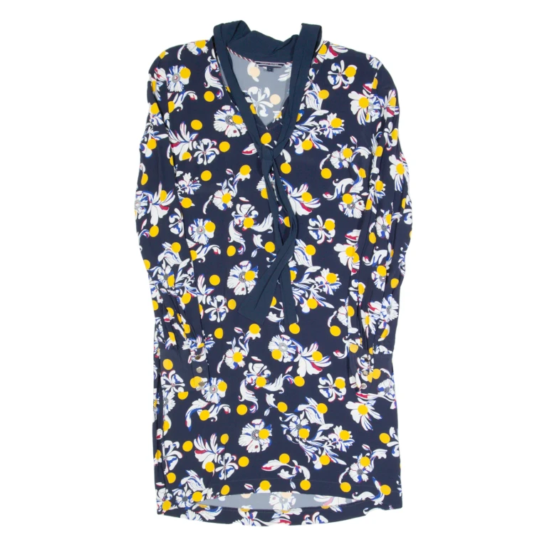 TOMMY HILFIGER Womens Day Dress Blue Floral Long Sleeve Knee Length S