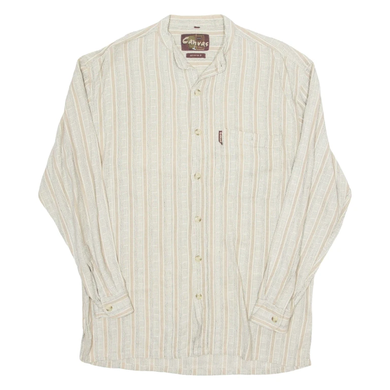 CANVAS Womens Blouse Beige Long Sleeve Striped M
